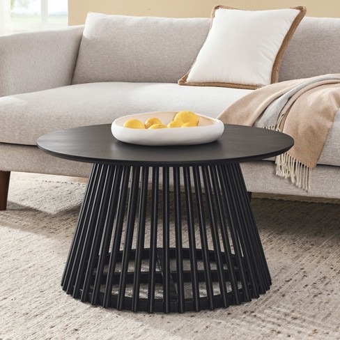 Coffee Table Living Room Coffee Table With Round Tabletop, Solid Wood ...