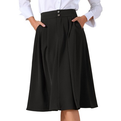 INSPIRE CHIC Women's High Waisted Flowy A-Line Casual Long Skirt with Pockets Midi Skirts
