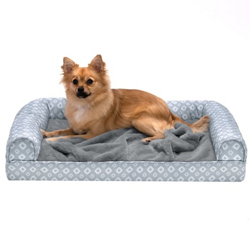 FurHaven Minky Faux Fur & Suede Pillow-Top Orthopedic Dog Bed - Titanium Gray / Medium