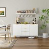 Garvee Sideboard Buffet Cabinet with Storage, 55¡®¡¯ Kitchen Storage Cabinet with 2 Doors and 3 Drawers for Dining Room, White - 4 of 4