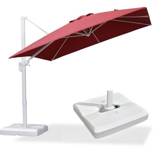 PURPLE LEAF Patio Umbrella White Cantilever Offset Umbrella Square Outdoor Umbrella with 360-degree Rotation for Garden Deck Pool - 1 of 4