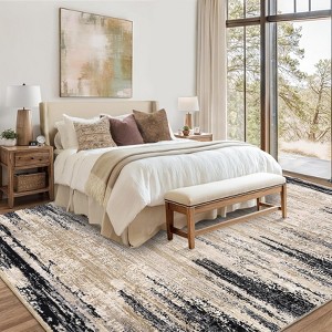 coucheta Rugs, Washable Modern Abstract Accent Carpet, Non-Slip Low Pile Indoor Area Rug for Kitchen Bedside Soft No-Shedding - 1 of 4
