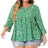 Agnes Orinda Women's Plus Size Babydoll Peplum High Low Hem V Neck 3/4 Sleeve Trendy Tops - 2 of 4