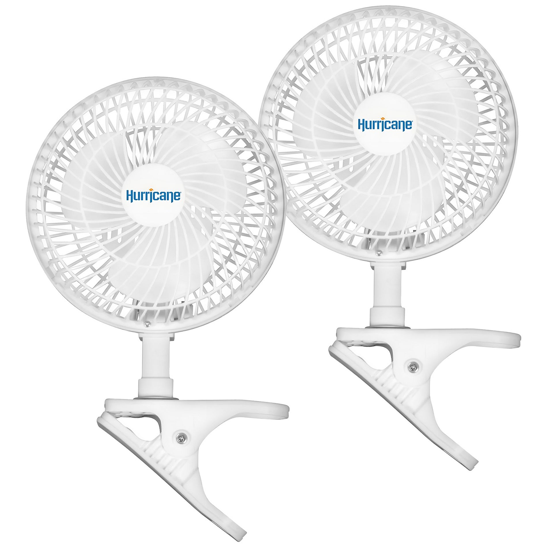 Hurricane Classic 6 Inch 2 Speed Portable Mini Clip On Fan with Adjustable Tilt for Desks, Night Stands, Stroller, and Travel, White (2 Pack)