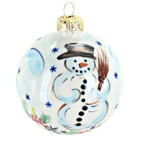 Blue Rose Polish Pottery Vena Large Christmas Ball - 1 of 2