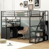 Whisen Modern Design Full Size Metal Loft Bed with Storage Staircase and Wardrobe - 2 of 4