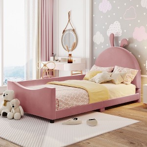 NicBex Twin Size Upholstered Daybed with Rabbit Ear Shaped Headboard for Bedroom,Living Room,Apartment - 1 of 4