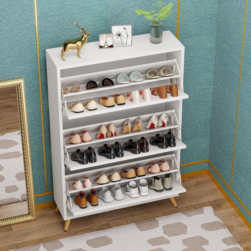 Tribesigns Shoe Storage Cabinet with 3 Flip Drawers, Freestanding Shoe Organizer for Entryway, Narrow Shoe Rack Cabinets, 5 of 9