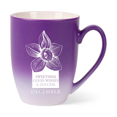 Elanze Designs Sweetness Good Wishes And Success Two Toned Ombre Matte Purple and White 12 ounce Ceramic Stoneware Coffee Cup Mug