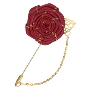 Unique Bargains Wedding Rose Men Suit Boutonnieres Lapel Pin 1 Pc - 1 of 4