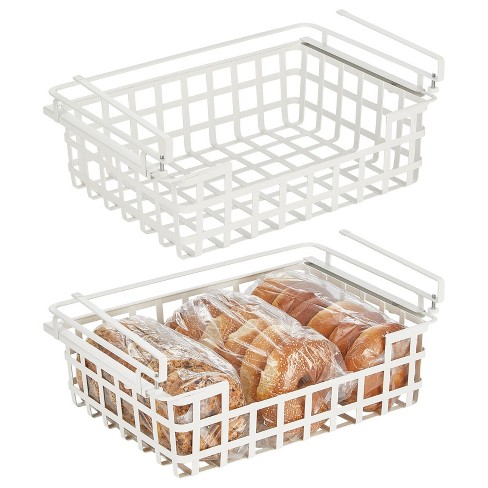 Mdesign Metal Kitchen Wide Under Shelf Basket, 2 Pack, Matte White/natural  : Target