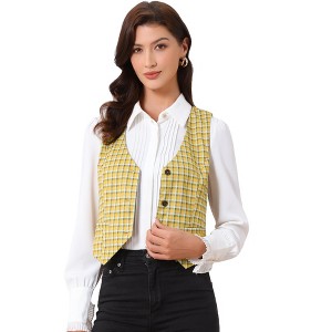 Allegra K Women's Steampunk Dressy Sleeveless Versatile Racerback Suit Vests - 1 of 4