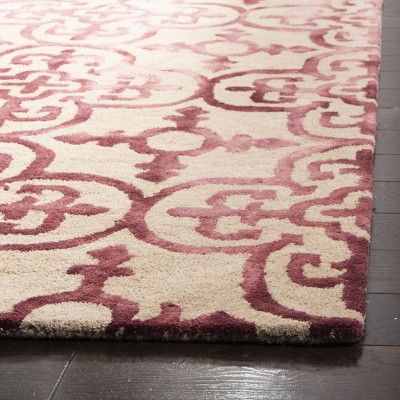 Hand-Tufted Maroon & Beige Wool 3' x 5' Area Rug