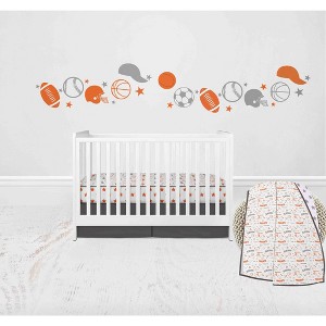 Bacati - Boys Basketball Muslin Orange Gray 3 pc Crib Bedding Set - 1 of 4