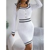 Women's Dress Contrast Trimmed Knit Sweater Dress Square Neck Dress - 2 of 4