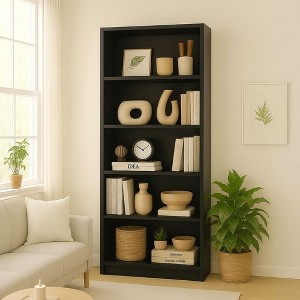 KTMBDW 5 Tier Book Shelf Wooden Bookcase Multipurpose Bookshelf for ...