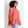 Avenue Women's Plus Size Crochet Fringe Trim Tunic - 4 of 4
