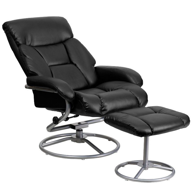 Flash Furniture Contemporary Multi-Position Recliner and Ottoman with Metal Base in Black LeatherSoft, 3 of 8