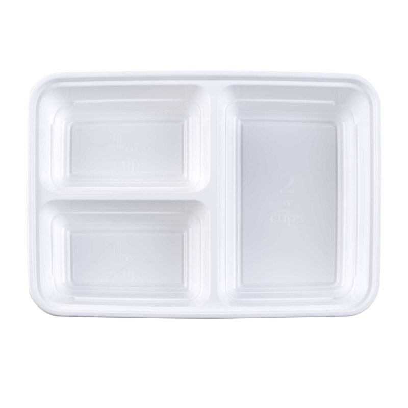 GoodCook Meal Prep 3 Compartment Rectangle White Containers + Lids - 10ct, 3 of 9