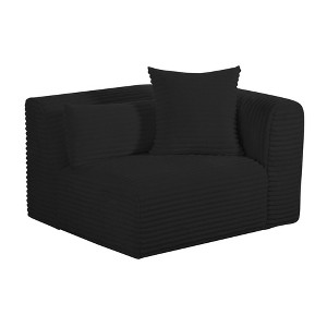 TOV FurnitureTarra Fluffy Oversized Corduroy Modular Corner Chair Black 43"W x 39"D x 26.8"H - 1 of 4