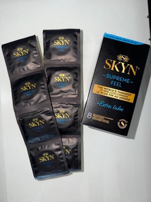 sex with real male doll SKYN Supreme Feel + Extra Lube Non-Latex Lubricated Condoms