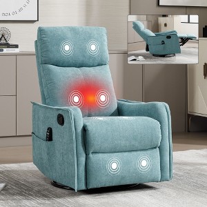 CAVINAS Swivel Accent Chair, Heat Massage Recliner Chair with Side Pocket for Bedroom, Living Room, Office - 1 of 4