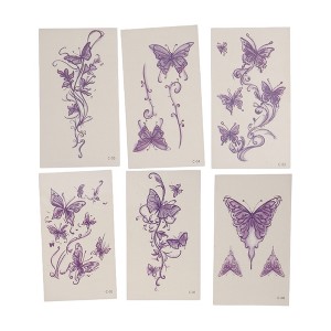 Unique Bargains Adult Realistic Butterfly Fake Tattoos Purple 6 Pcs - 1 of 4