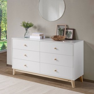 Alaterre Furniture MOD 60" Kids' Wood 6 Drawer Double Dresser, Bedroom Storage Furniture, Metal Drawers Glides, White - 1 of 4