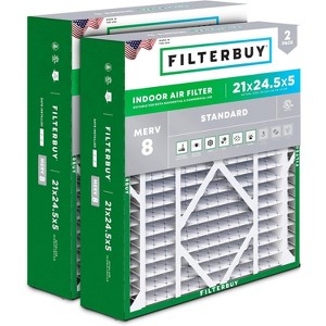 Filterbuy 21x24.5x5 Air Filter (2-Pack), Pleated MERV 8 Dust Defense Replacement HVAC AC Furnace Air Filters Replacement for Rheem, Ruud, & Protech - 1 of 4