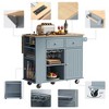 NicBex 2 Drawer Rolling Kitchen Island Cart with 1 Cabinet and 2 Open Shelves,Kitchen Island on Wheels with Rack,Island Table for Kitchen - 3 of 4