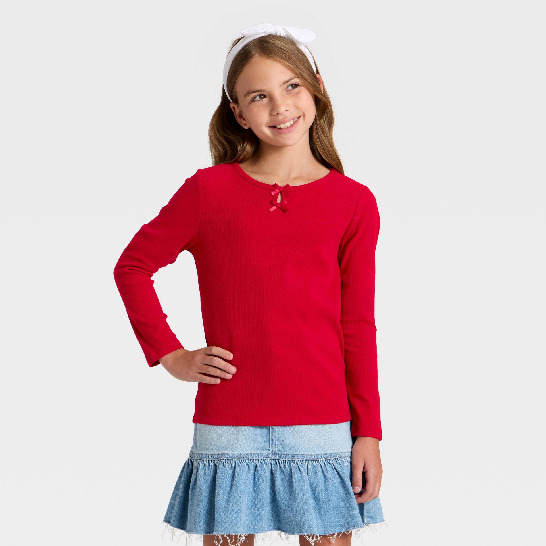 Girls' Long Sleeve Ribbed T-Shirt - Cat & Jack™
