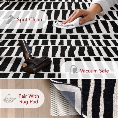 Handmade Black Geometric Wool Area Rug 8' x 10'