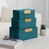 Decorative Boxes for Home Decor - Modern Storage Boxes with Lid for Jewelry, Keepsakes, or Table - Compact Organizer - Set of 3; 7", 8", & 9", Teal - 2 of 4