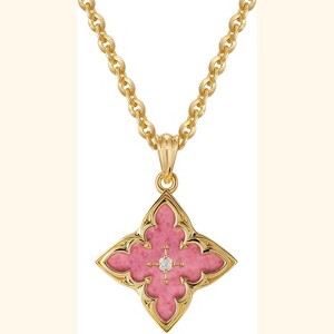 Gold Clover Necklace for Women, Dainty 14K Gold Plated CZ Pendant Adjustable Chain - 1 of 4