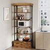 Homhougo 5 Tier Bookshelf with Cabinet Drawer, Modern Tall Open Bookcase, Wood and Metal Display Standing Shelf Unit, Farmhouse Corner Shelf - 3 of 4
