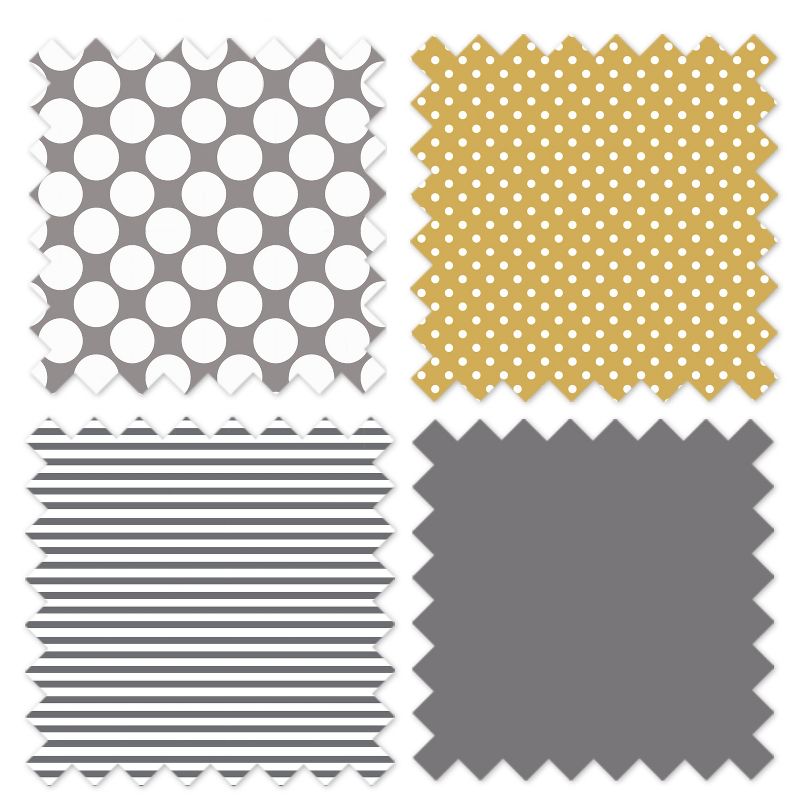 Bacati - Dots/Stripes Crib Rail Guard Covers set of 2 Gray/Yellow, 5 of 6