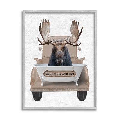 Stupell Industries Wash Your Antlers Truck Framed Giclee Art