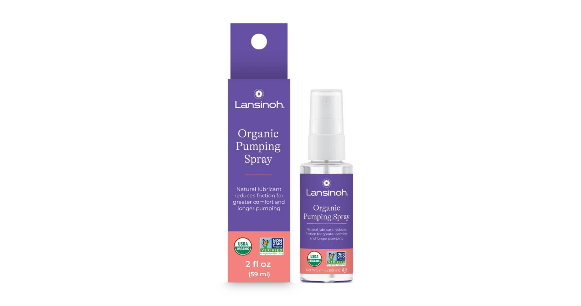 Lansinoh Organic Pumping Spray for Sore Nipples Skin Healing and Pain Relief Treatment - 2 fl oz