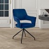 Dining Room Accent Chair in Blue Velvet with Black Finish - 2 of 4