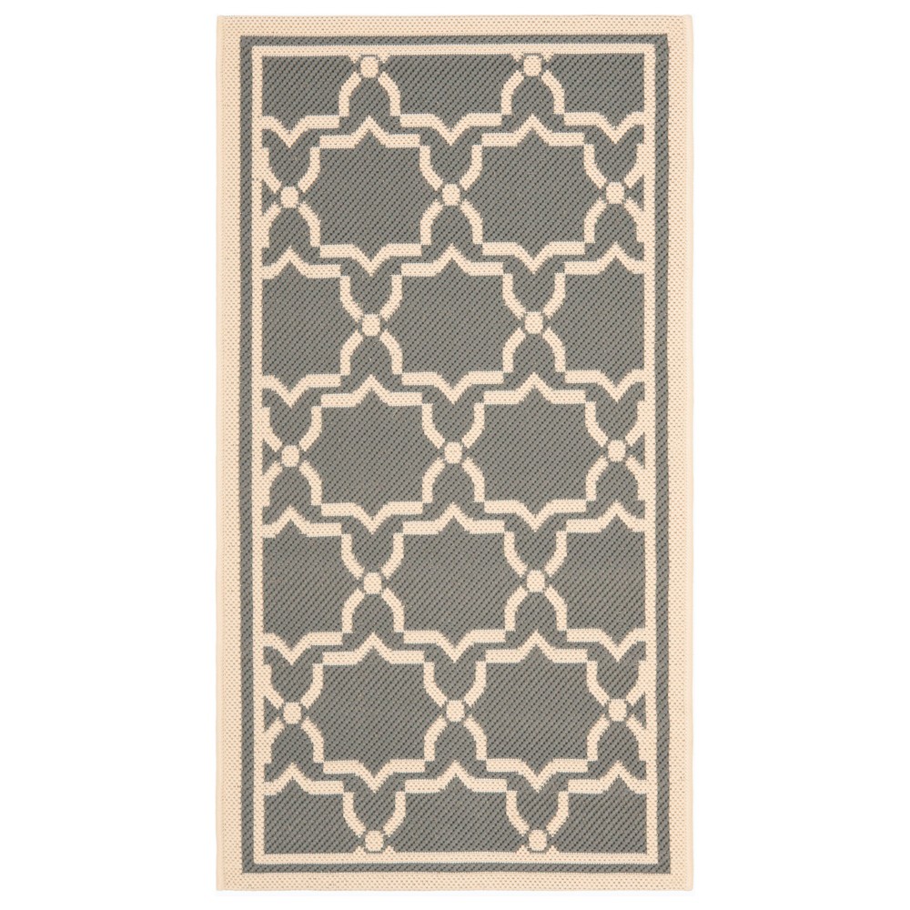 2'X3'7in Rectangle Aylesbury Vale Outdoor Patio Rug Anthracite/Beige - Safavieh