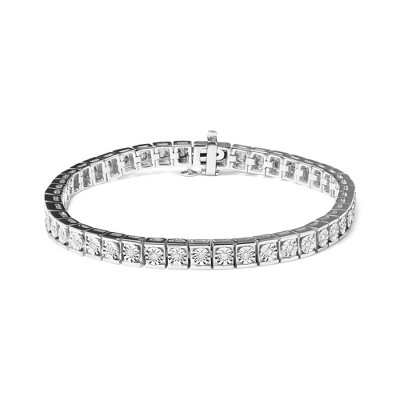 Haus of Brilliance Silver 1/4 Cttw Miracle Set Diamond and Bead Link Tennis Bracelet