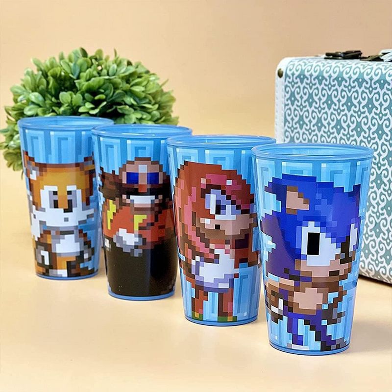 Just Funky Sonic the Hedgehog Pivel Design 16 oz Glass Tumbler Cups | Set of 4, 3 of 5