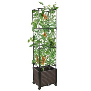 iMountek"62.99in Raised Garden Bed Planter Box with Trellis, Wheels & Self-Watering for Climbing Plants"black - 1 of 4