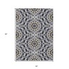 Black Ivory And Gray Floral Medallion Washable Indoor Outdoor Area Rug - 3 of 4