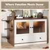 Whisen Hidden Cat Litter Box Enclosure with LED Light - 2 Storage Drawers, Multi-Functional Gray Side Table for Living Room, Discreet Indoor Cat House - 4 of 4