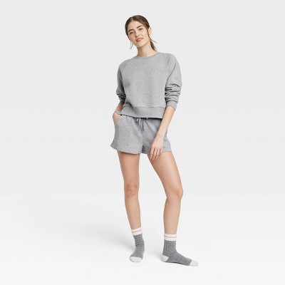 Colsie Women's Gray Plaid Soft Elastic Waist Band Loungewear Comfort Shorts  XS