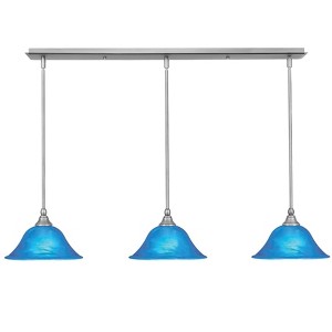 Toltec Lighting Any 3 - Light Chandelier in  Brushed Nickel with 10" Blue Italian  Shade - 1 of 1