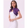 INSPIRE CHIC Women's Lace Stand Collar Pearl Button Short Sleeve Cropped Shrug - 2 of 4