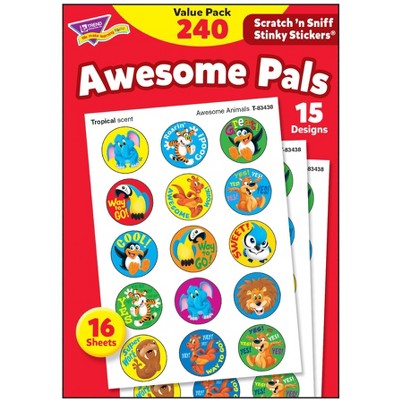 Trend Enterprises Awesome Pals Scratch 'N Sniff Stinky Stickers, 15 Designs, 1 Scent, pk of 240