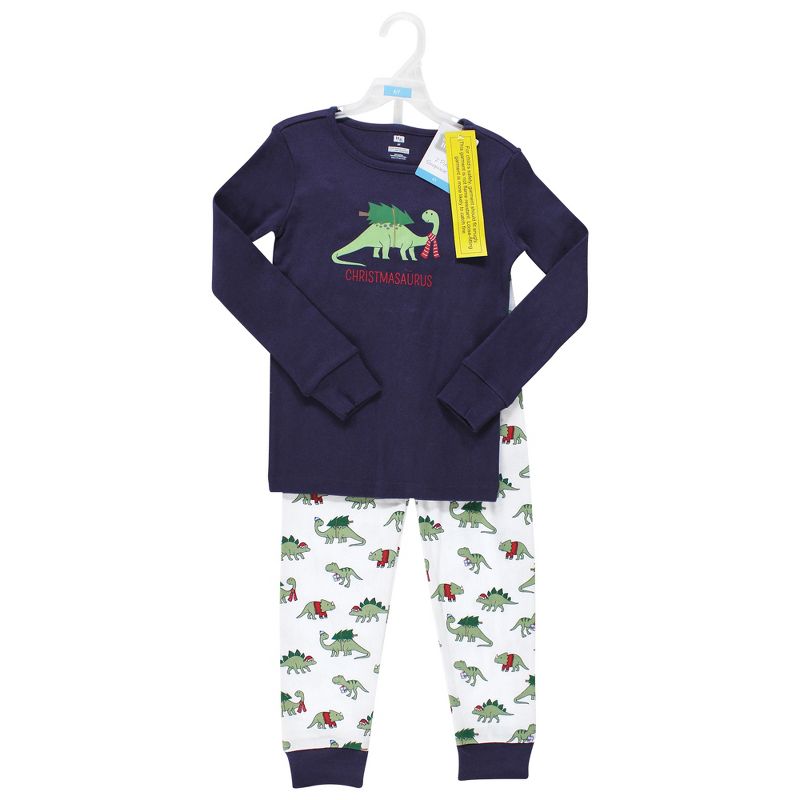 Hudson Baby Infant and Toddler Cotton Pajama Set, Christmasaurus, 2 of 5